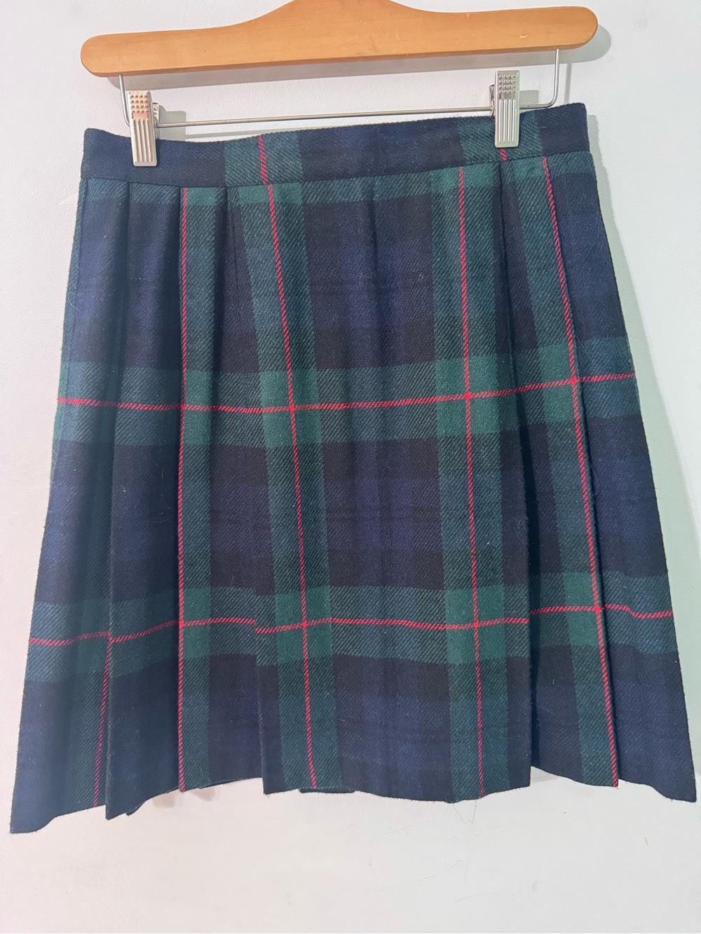 Vintage Norton McNaughton plaid pleated school girl wool skirt size 12 P petite